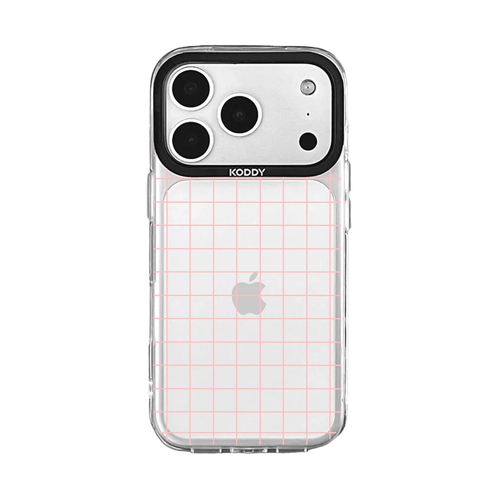 Pink Grid Design Clear iPhone Case - KODDY