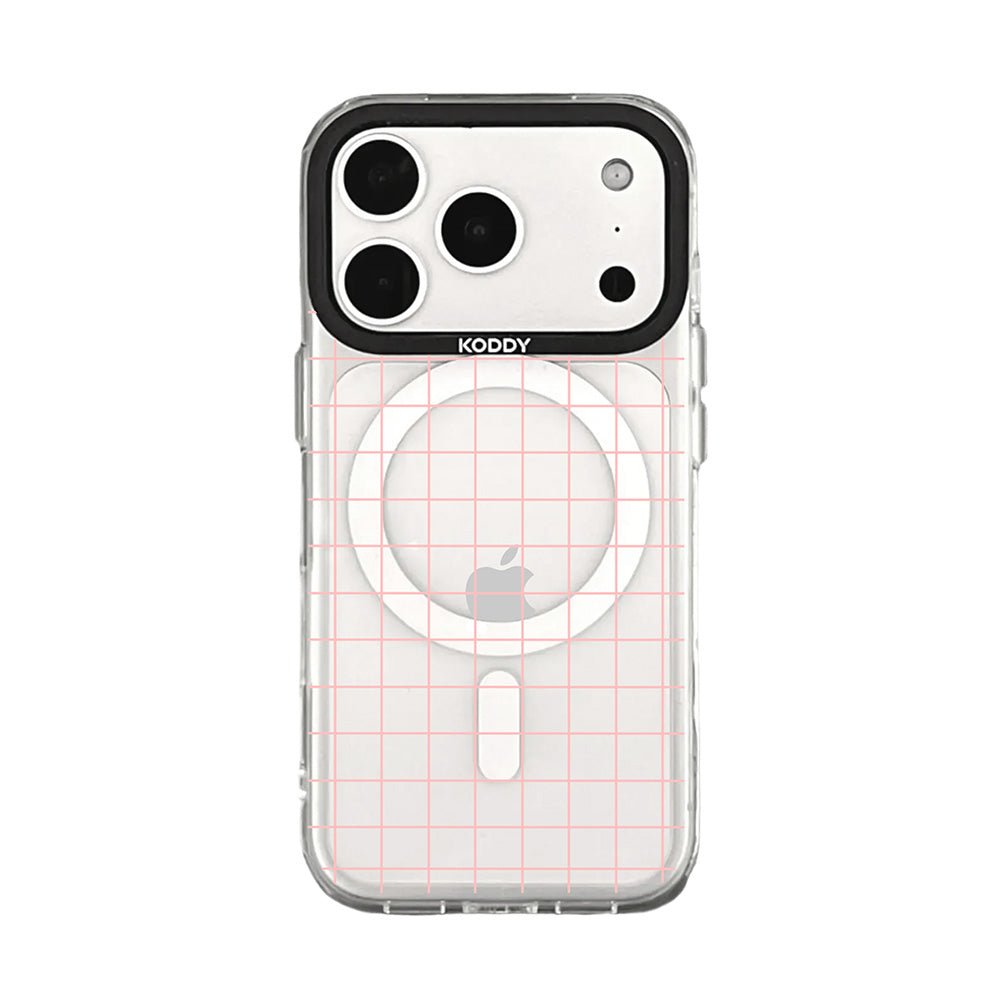 Pink Grid Design Clear iPhone Case - KODDY