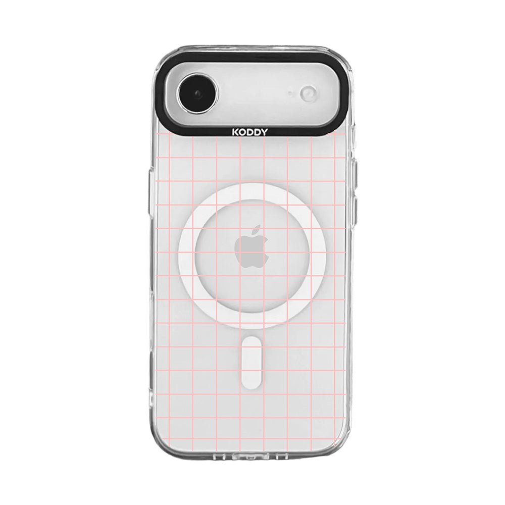 Pink Grid Design Clear iPhone Case - KODDY
