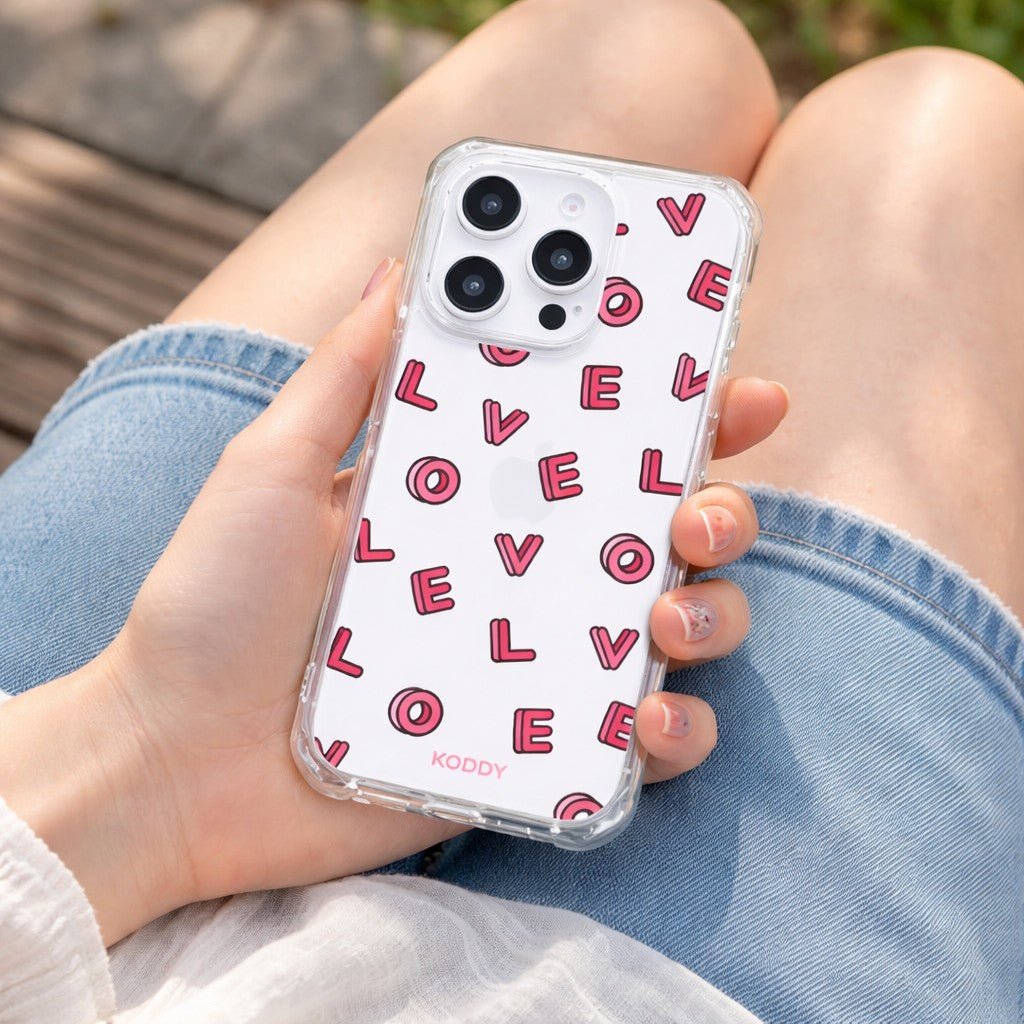 Pink Love Letters Phone Case - KODDY