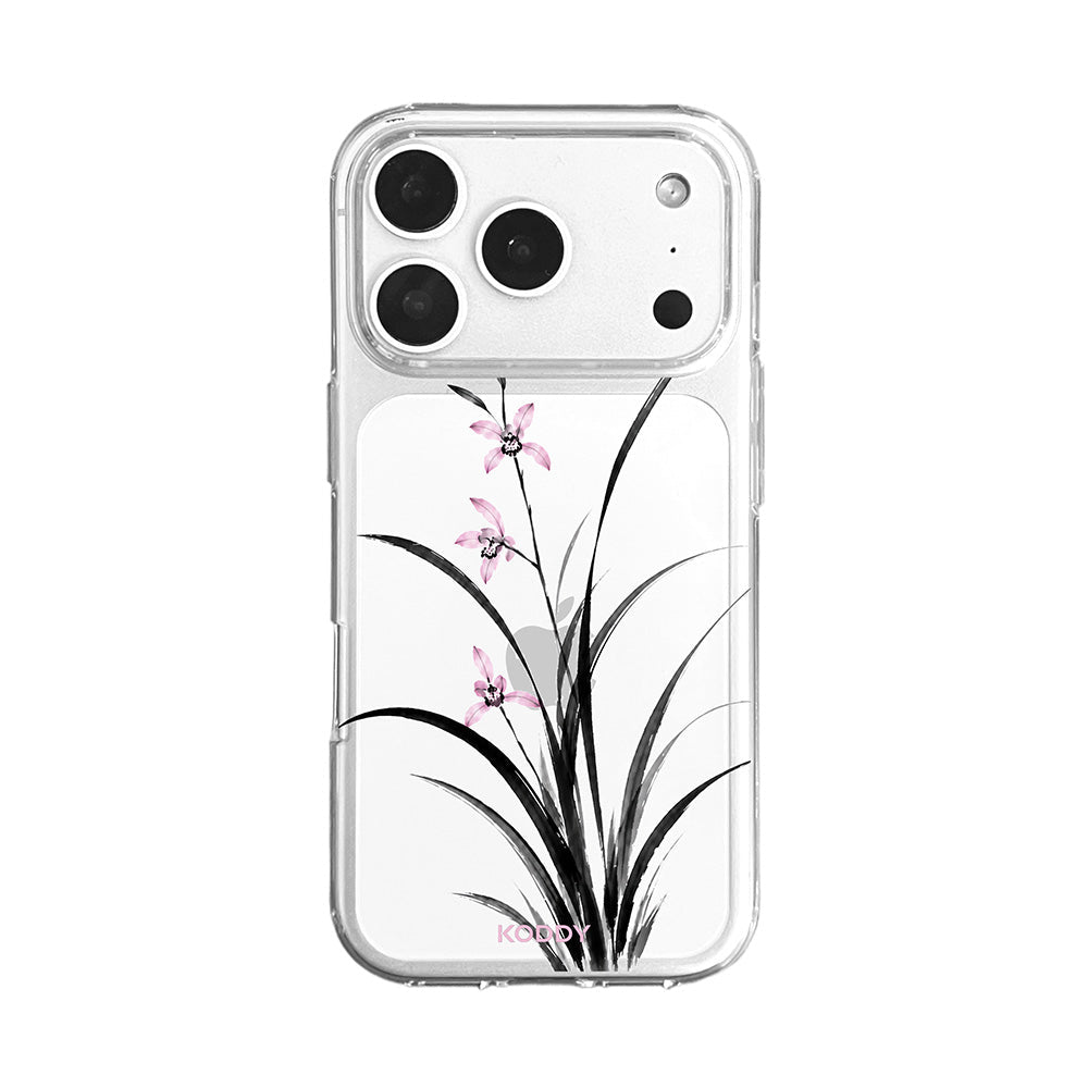 Pink Orchid Korean Traditional Ink Painting Phone Case-KODDY aesthetic iphone case UK