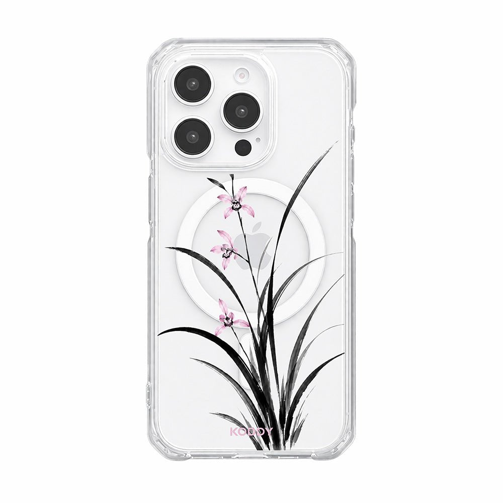 Pink Orchid Korean Traditional Ink Painting Phone Case-KODDY aesthetic iphone case UK