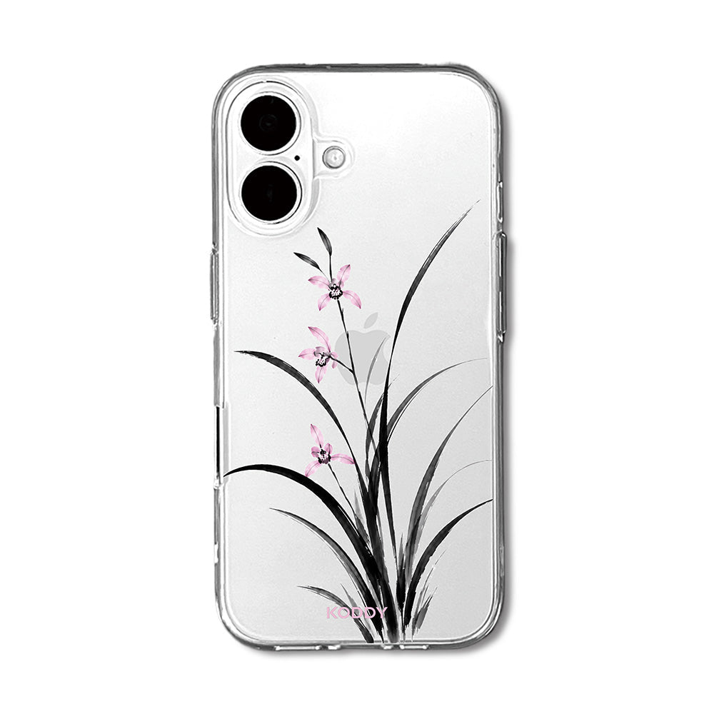 Pink Orchid Korean Traditional Ink Painting Phone Case-KODDY aesthetic iphone case UK