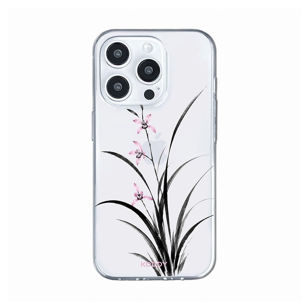 Pink Orchid Korean Traditional Ink Painting Phone Case-KODDY aesthetic iphone case UK
