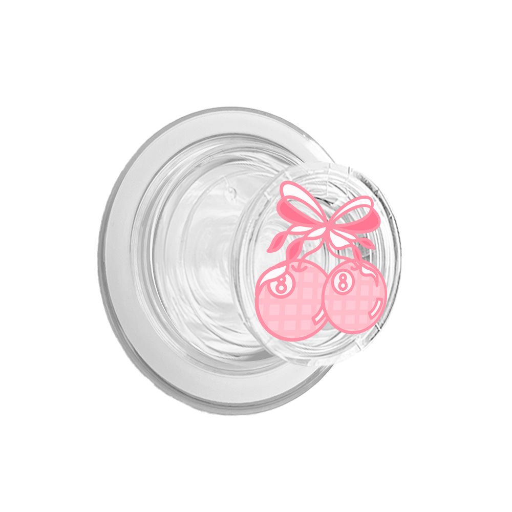 Pink Ribbon Cherry Pool Balls Phone Grip - KODDY