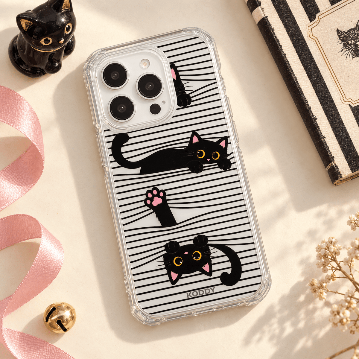 Playful Black Cat Aesthetic Phone Case-KODDY aesthetic iphone case UK