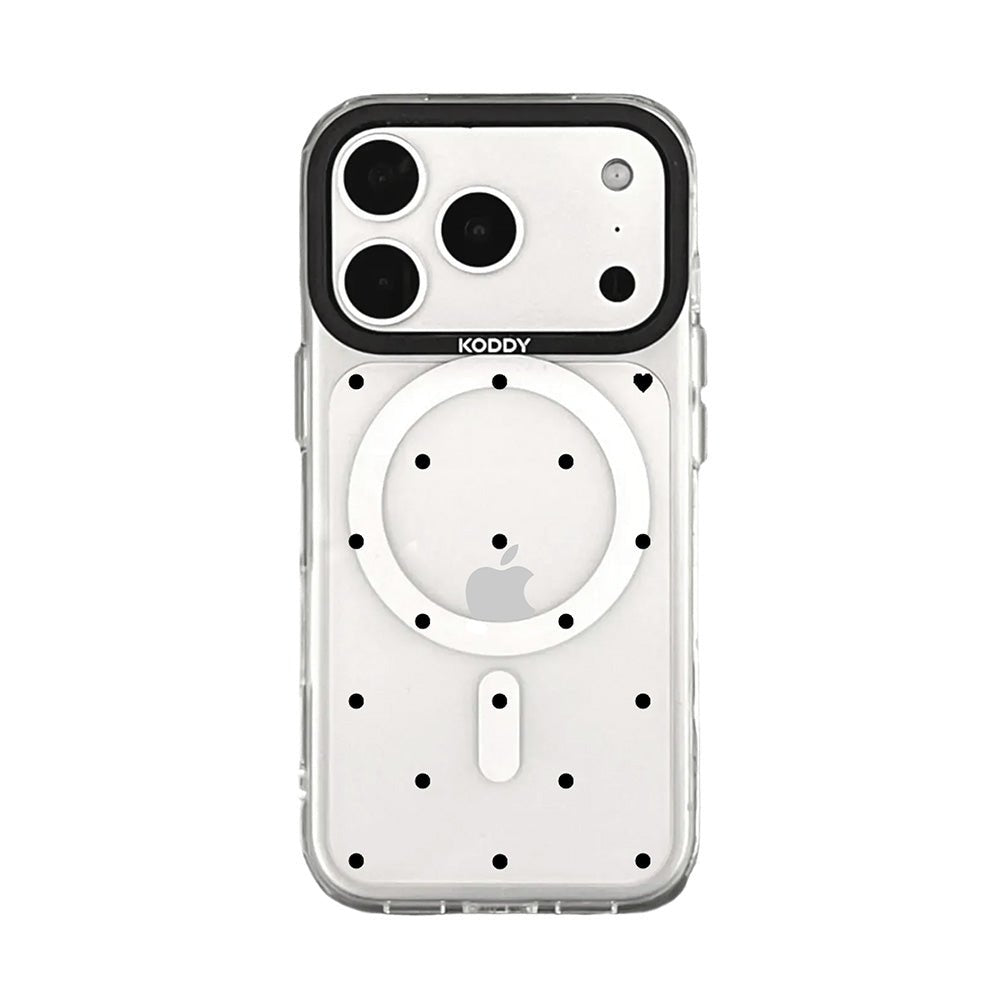 Polka Dot with Heart in Black iPhone Case
