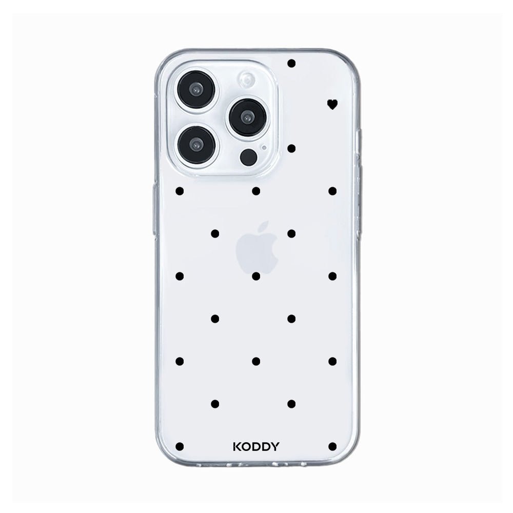 Polka Dot with Love in Black Phone Case - KODDY
