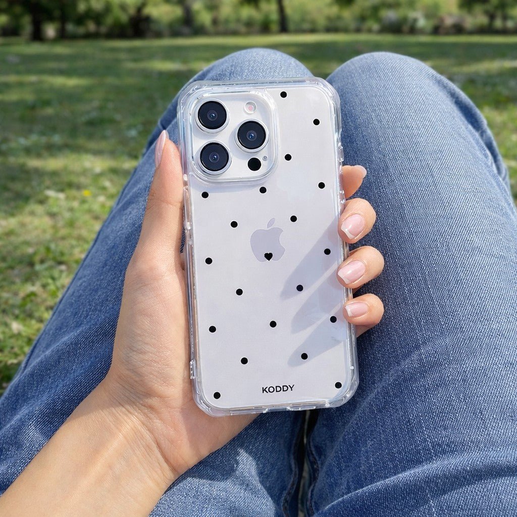 Polka Dot with Love in Black Phone Case - KODDY