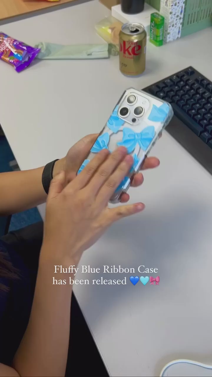 Blue Fluffy Ribbon Phone Case