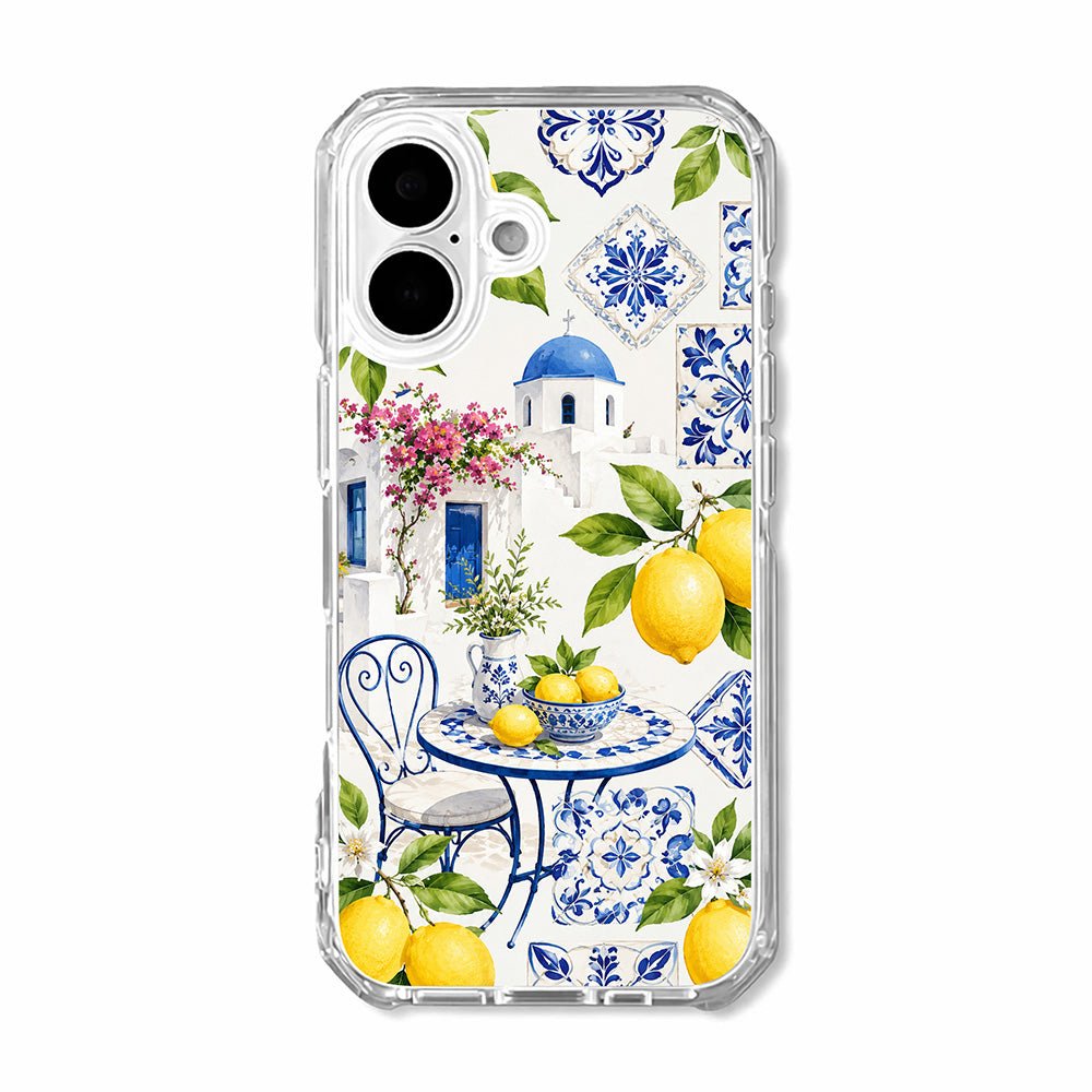 Santorini Lemon Blue Tile Phone Case-KODDY aesthetic iphone case UK
