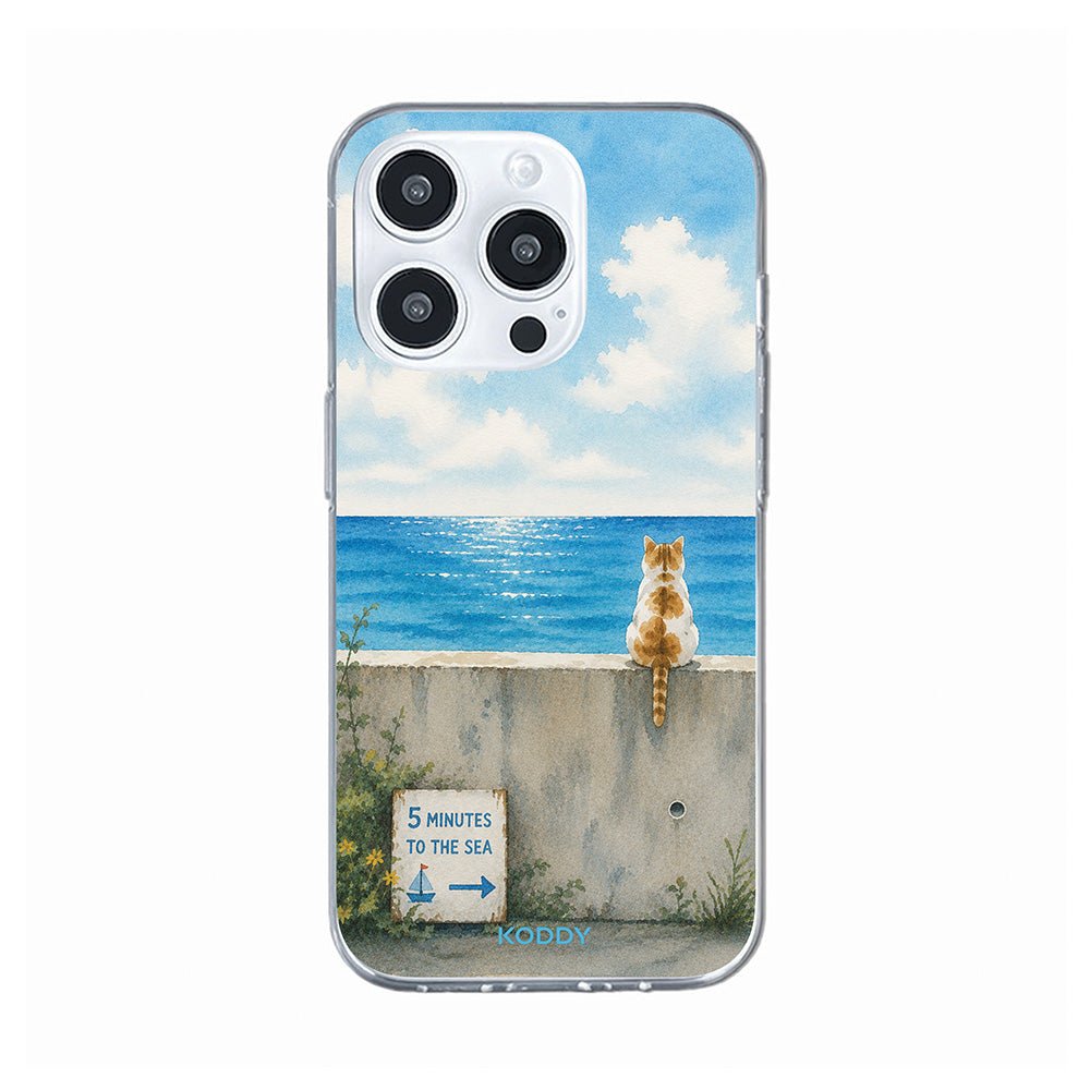 Sea View Cat Clear Phone Case