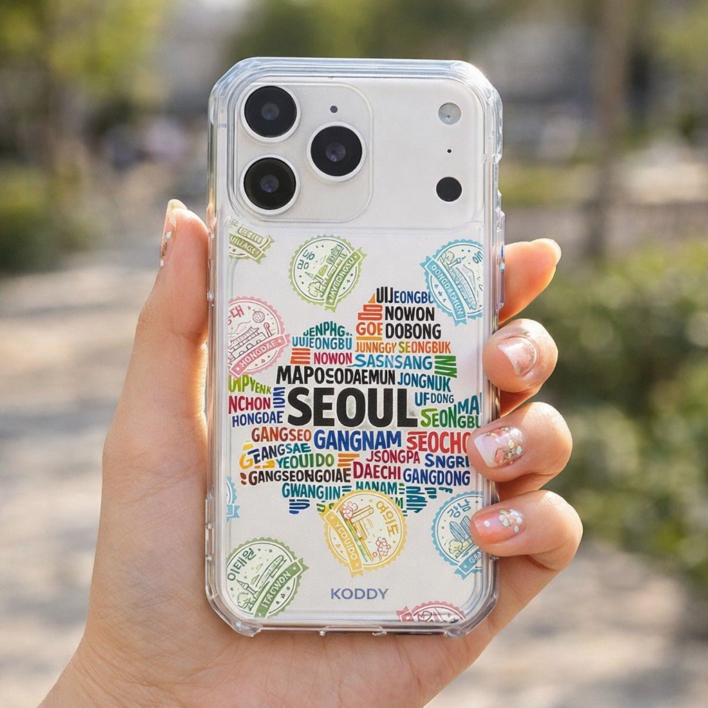 Seoul Korea Travel Stamp Typography Phone Case - KODDY aesthetic iphone case UK