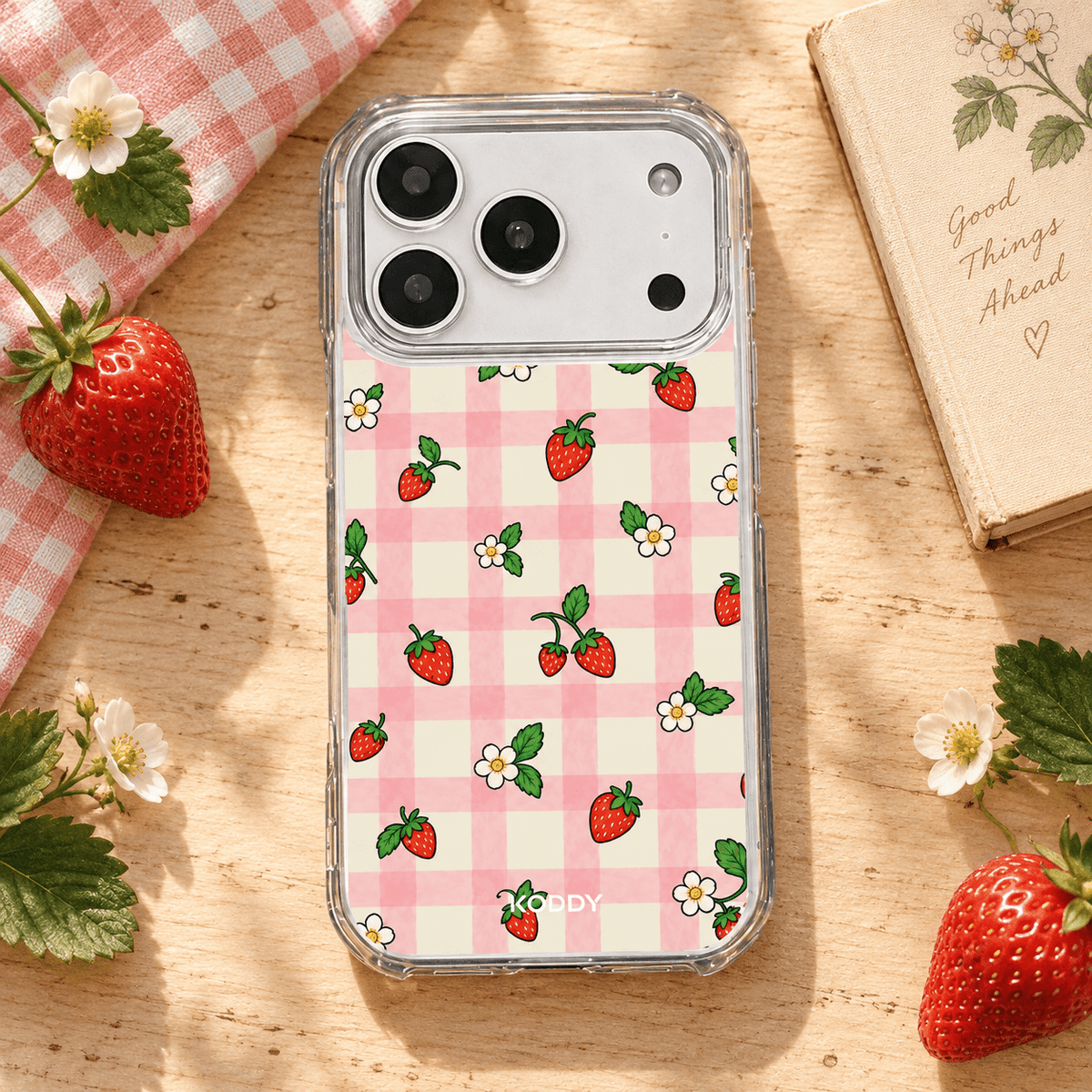 Strawberry Gingham Aesthetic Phone Case-KODDY aesthetic iphone case UK