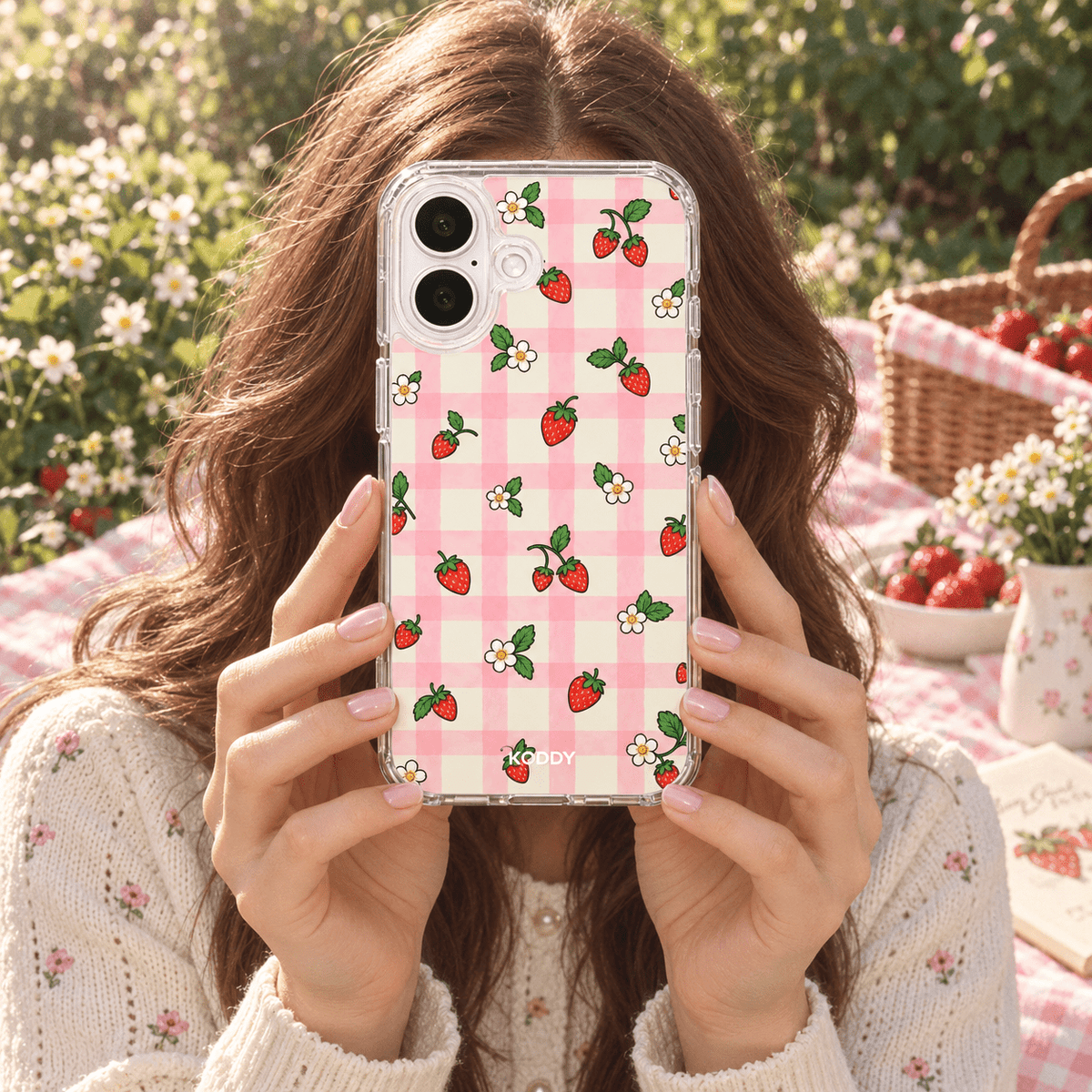 Strawberry Gingham Aesthetic Phone Case-KODDY aesthetic iphone case UK