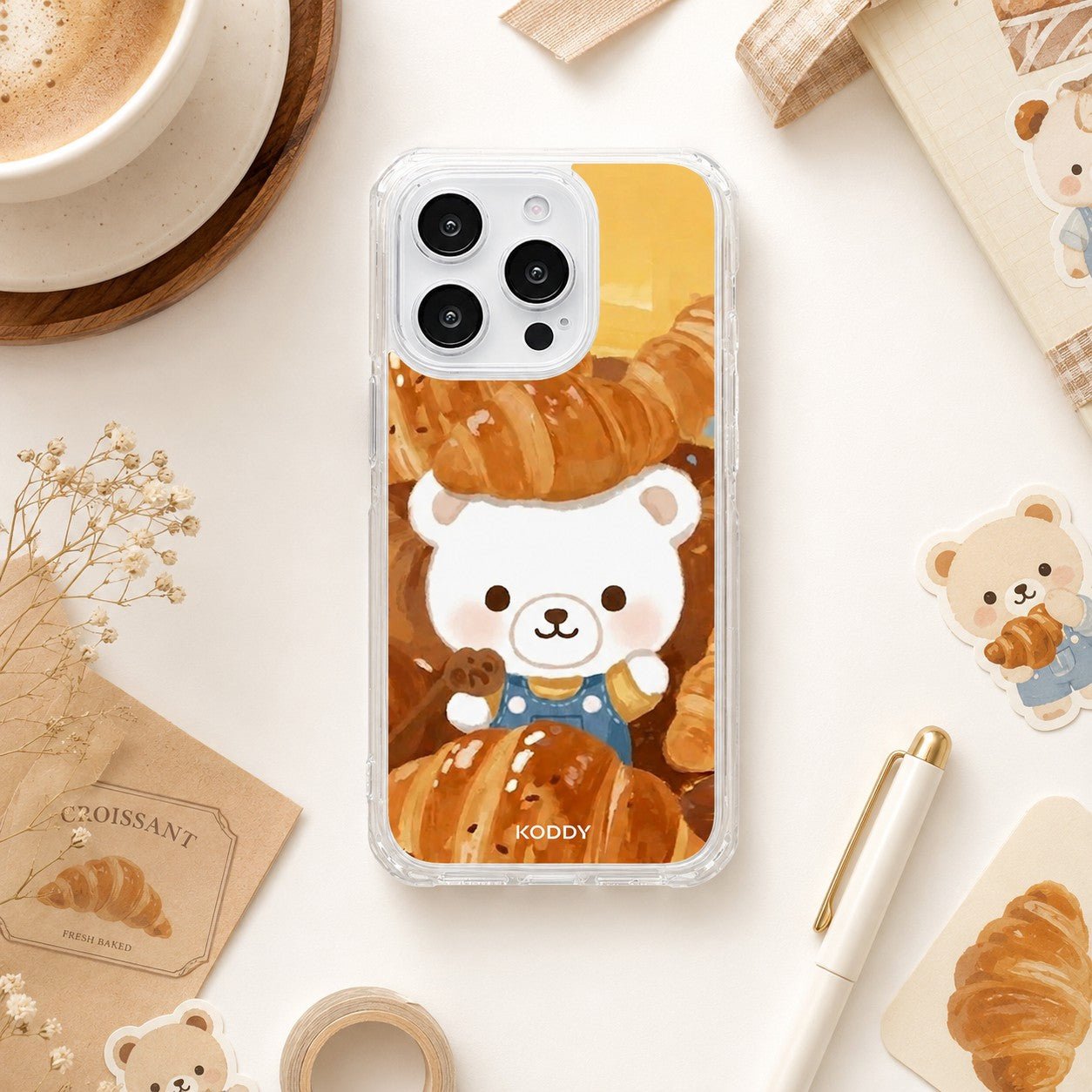 Teddy Bear Croissant Bakery Aesthetic Phone Case-KODDY aesthetic iphone case UK