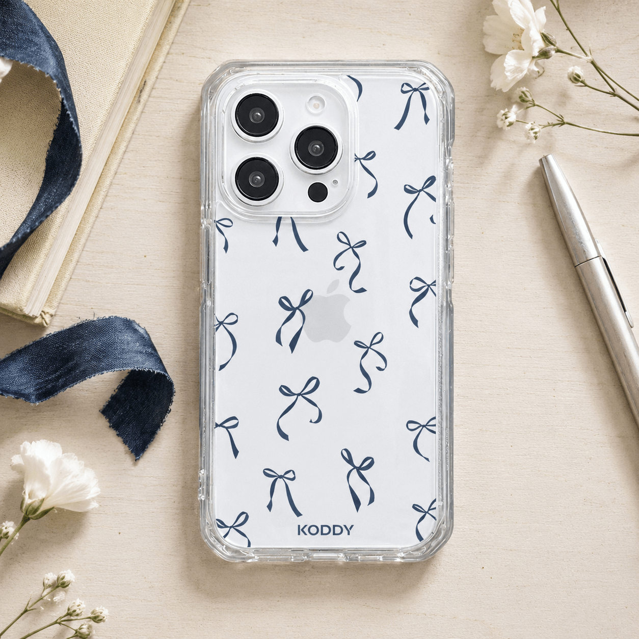 Tiny Navy Ribbon Bows Phone Case-KODDY aesthetic iphone case UK