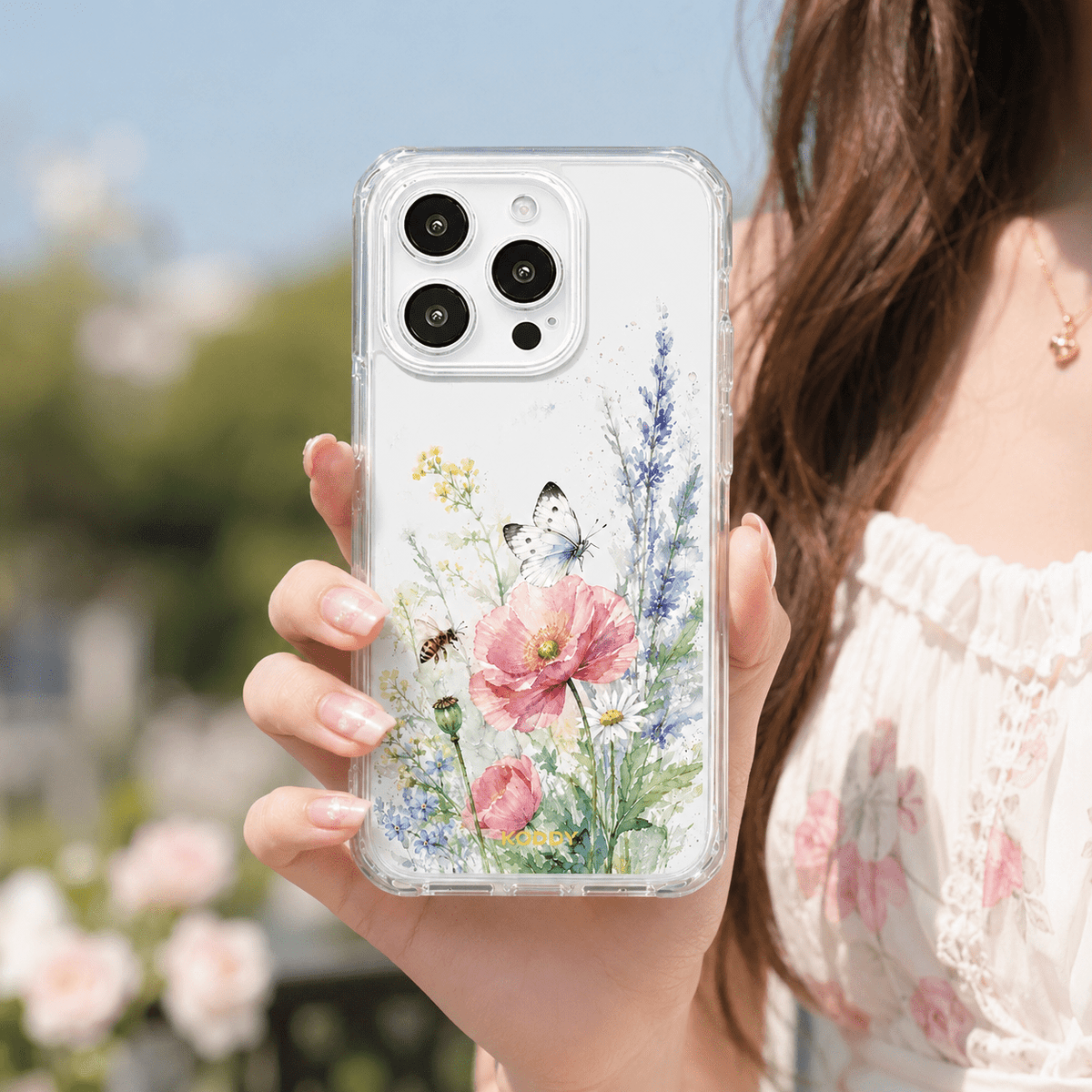 Watercolor Wildflower Garden Clear Phone Case-KODDY aesthetic iphone case UK