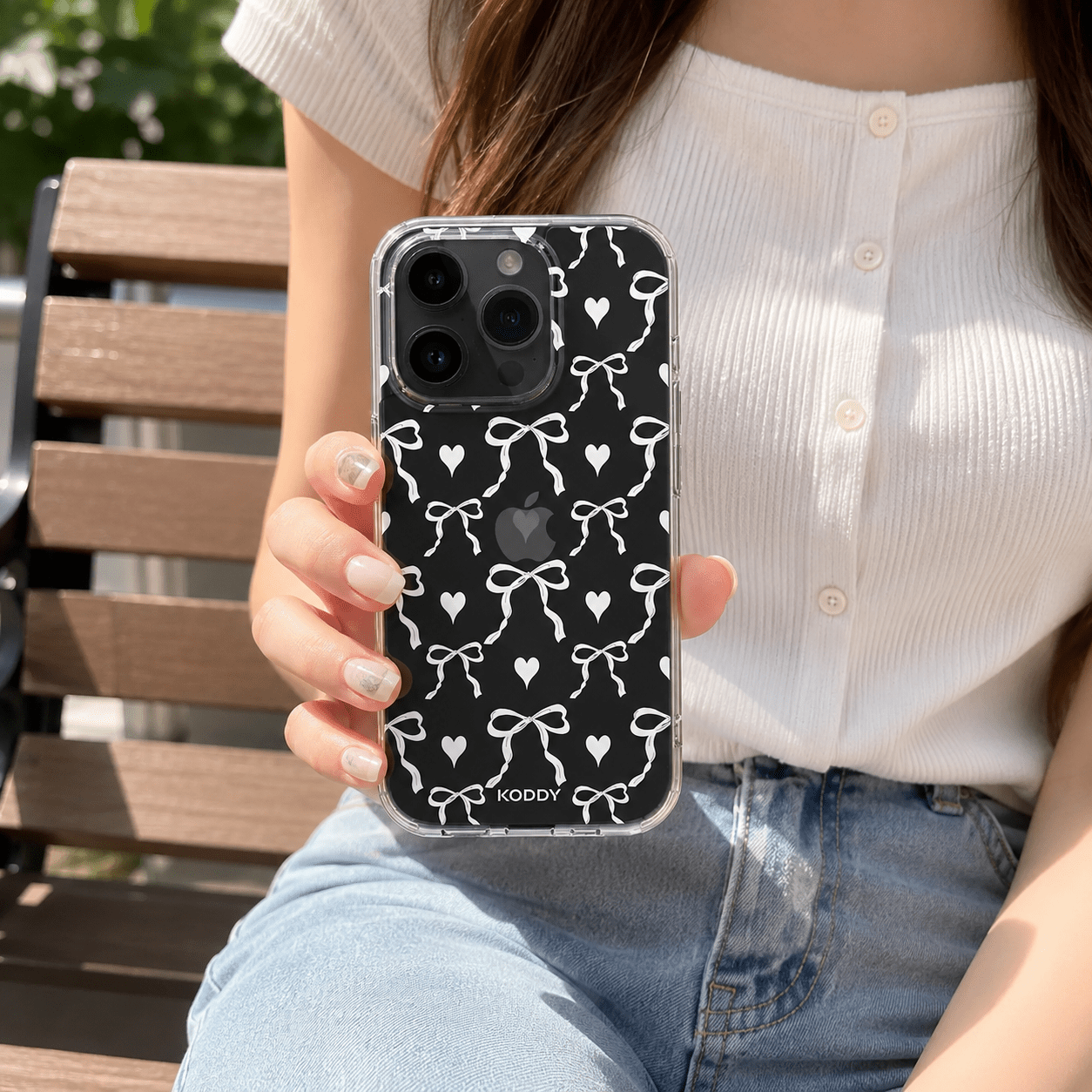 White Bows and Hearts Phone case-KODDY aesthetic iphone case UK