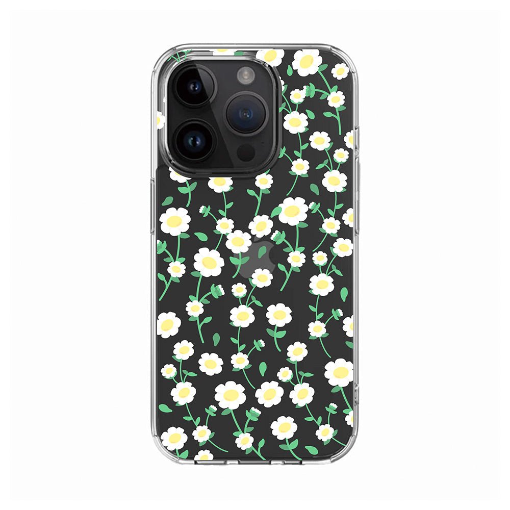 White Daisy Floral Clear Phone Case