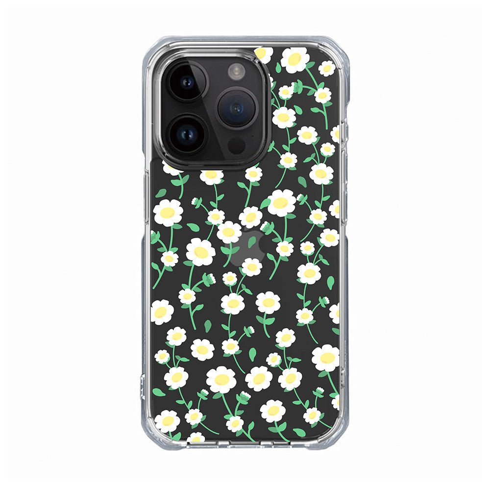 White Daisy Floral Clear Phone Case