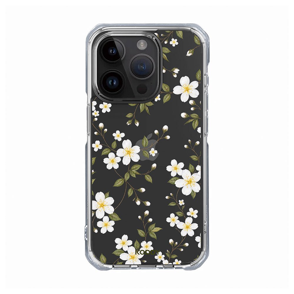 White Wildflower Botanical Clear Phone Case