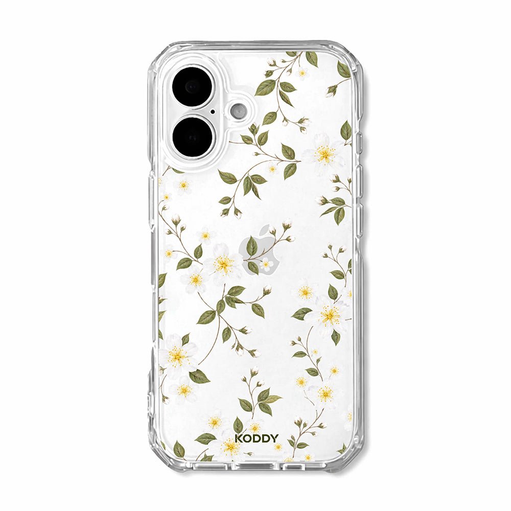 White Wildflower Botanical Clear Phone Case