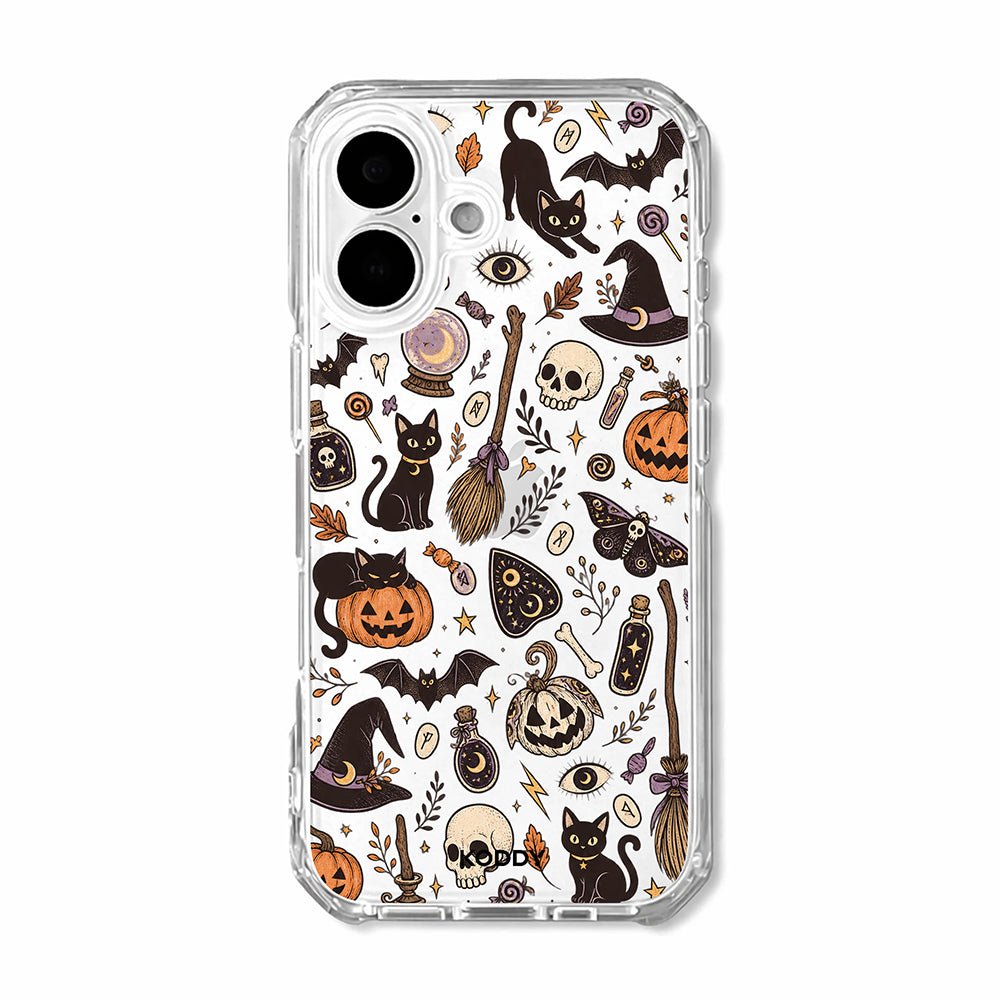 Witchy Black Cat Halloween Clear Phone Case
