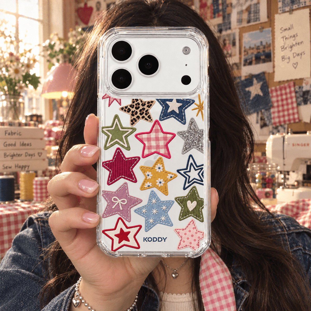 Y2K Patchwork Stars Aesthetic Phone Case-KODDY aesthetic iphone case UK