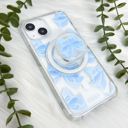 Blue Fluffy Ribbon Magsafe Phone Case and Phone Grip