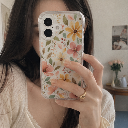 Warm Botanical Floral Clear Phone Case