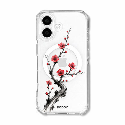 Red Plum Blossom Korean Ink Painting Phone Case-KODDY aesthetic iphone case UK