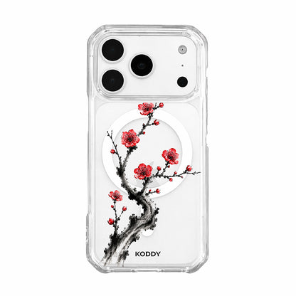 Red Plum Blossom Korean Ink Painting Phone Case-KODDY aesthetic iphone case UK