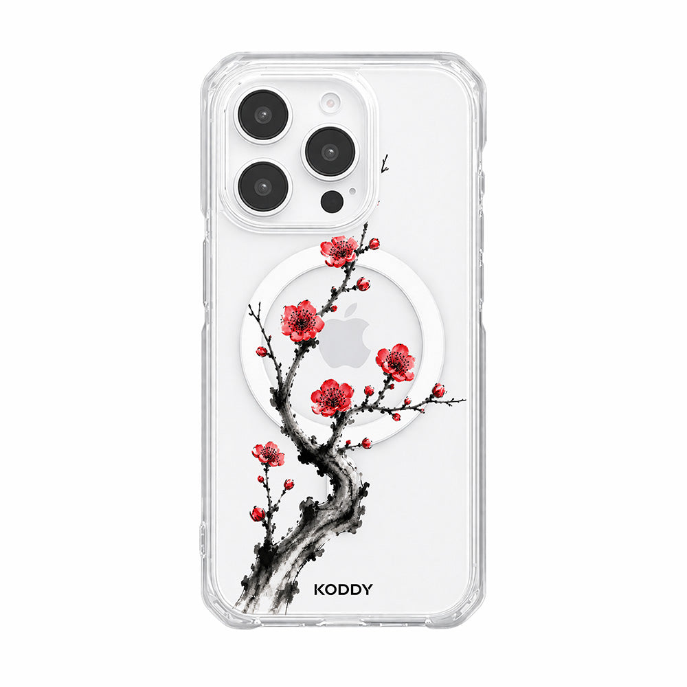 Red Plum Blossom Korean Ink Painting Phone Case-KODDY aesthetic iphone case UK