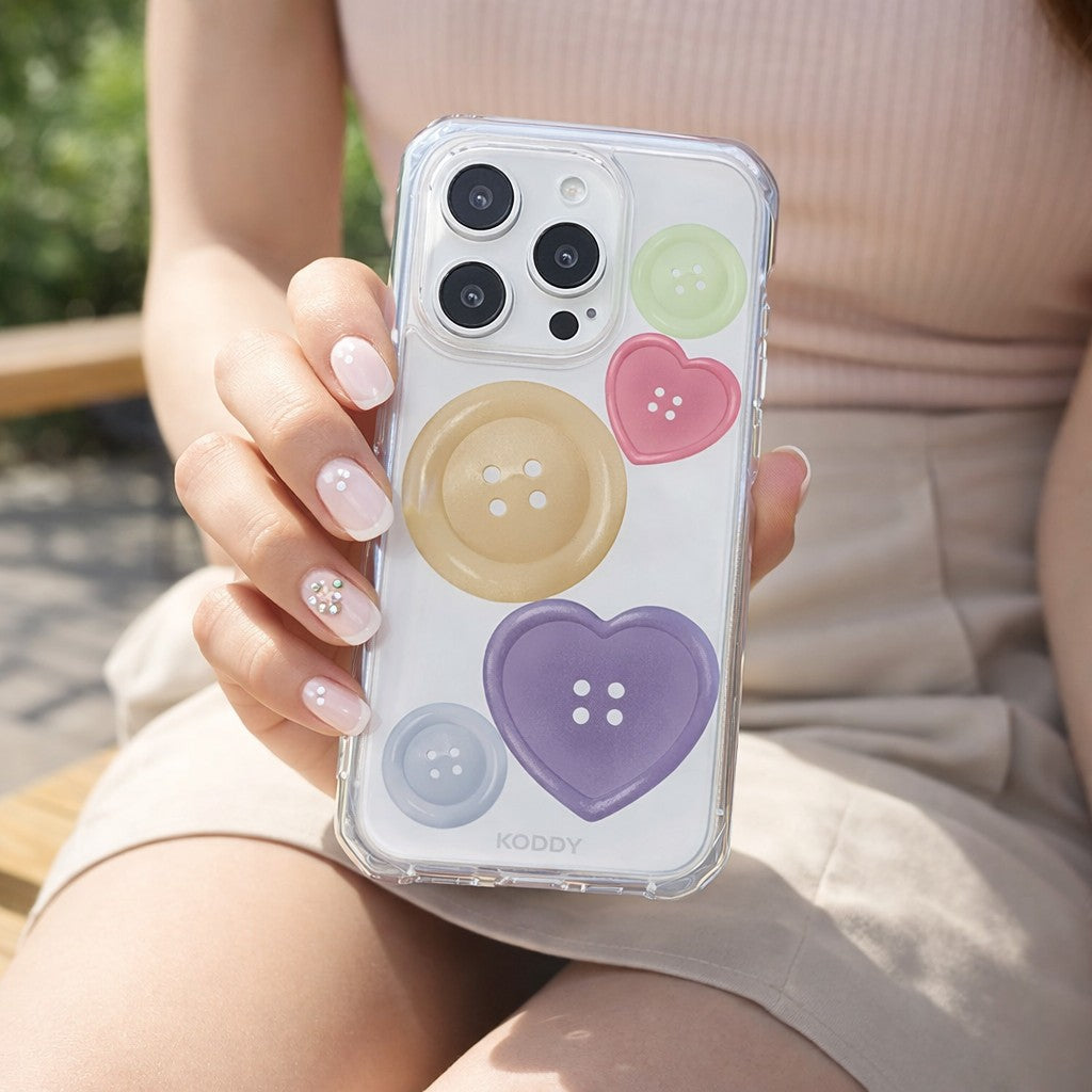 브라운과 퍼플 버튼 폰 케이스