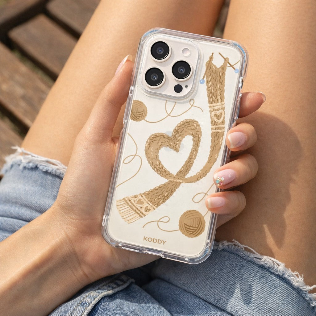 브라운 머플러 니팅 폰 케이스