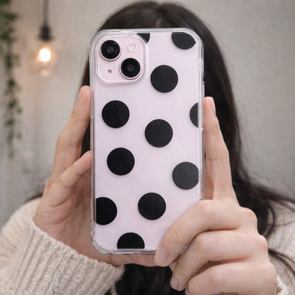 Monochrome Black Polka Dot Clear Phone Case
