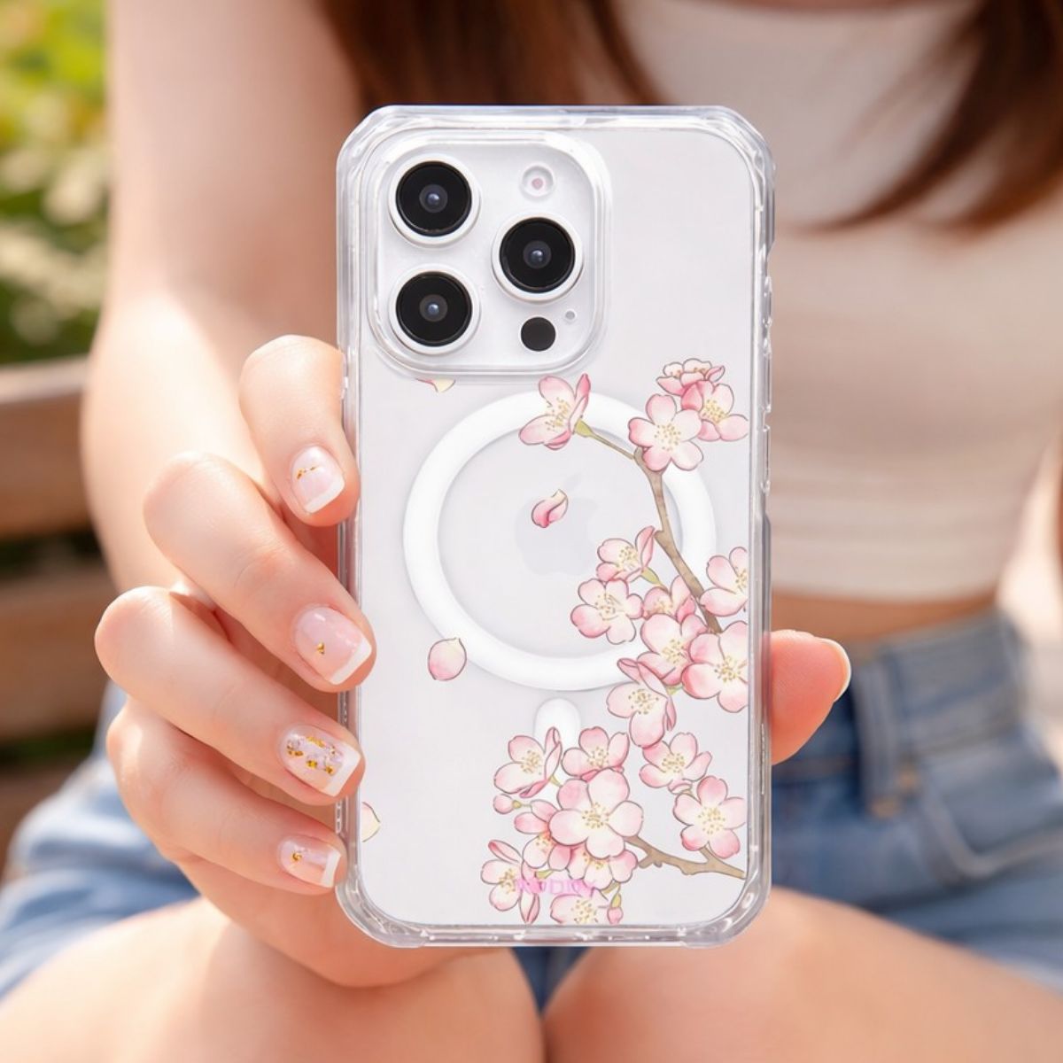 Romantic Pink Cherry Blossom Clear Phone Case