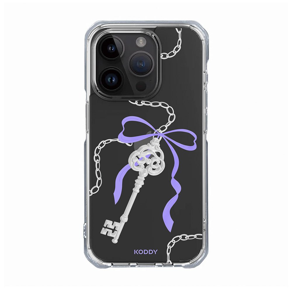 Antique Silver Purple Ribbon Key Phone Case - KODDY