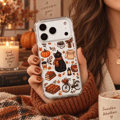 Autumn Black Cat Aesthetic Phone Case-KODDY aesthetic iphone case UK