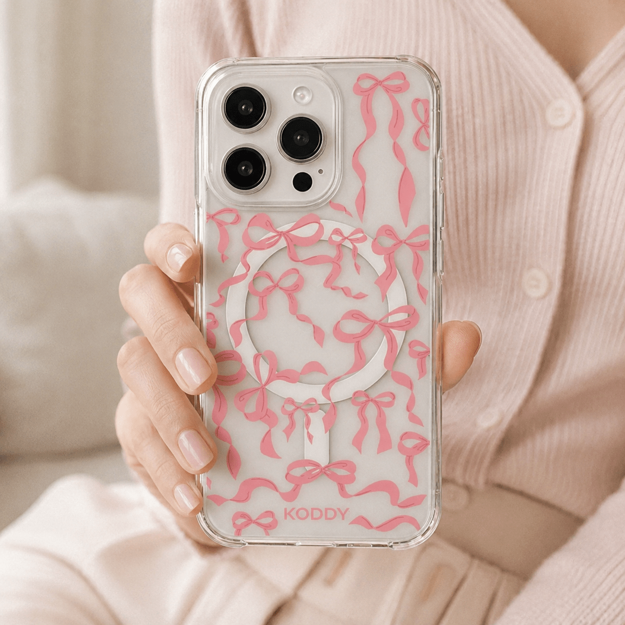 Baby Pink Ribbon Bows Phone Case-KODDY aesthetic iphone case UK