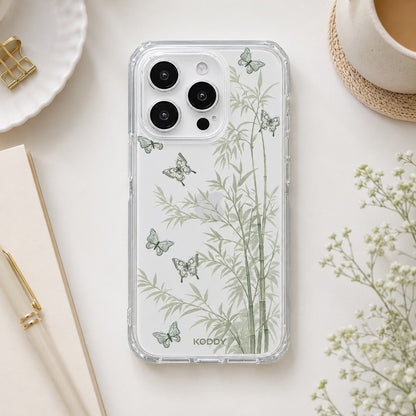 Bamboo Butterfly Korean Watercolor Clear Phone Case-KODDY aesthetic iphone case UK