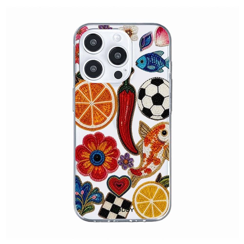 Beaded Fruit and Flower Collage Phone Case