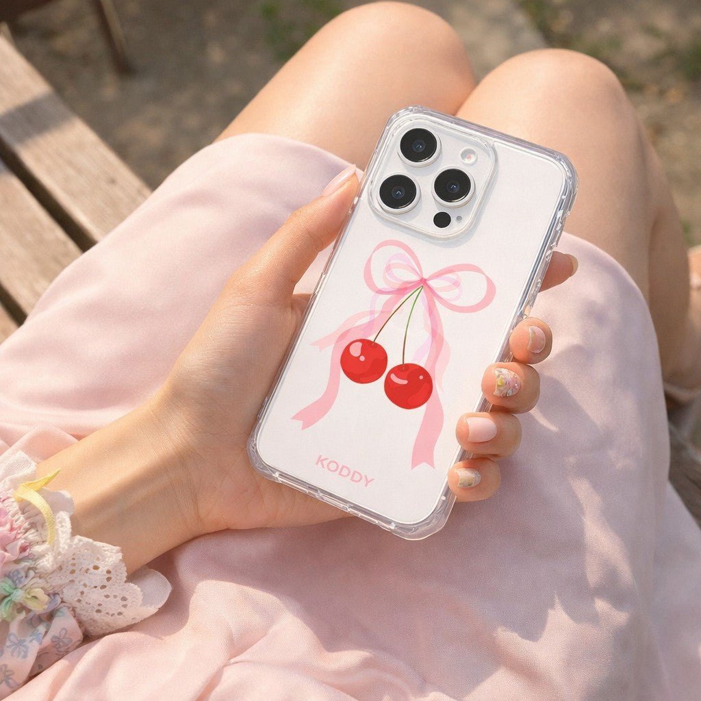 Big Cherry Ribbon Phone Case - KODDYaesthetic iphone case UK