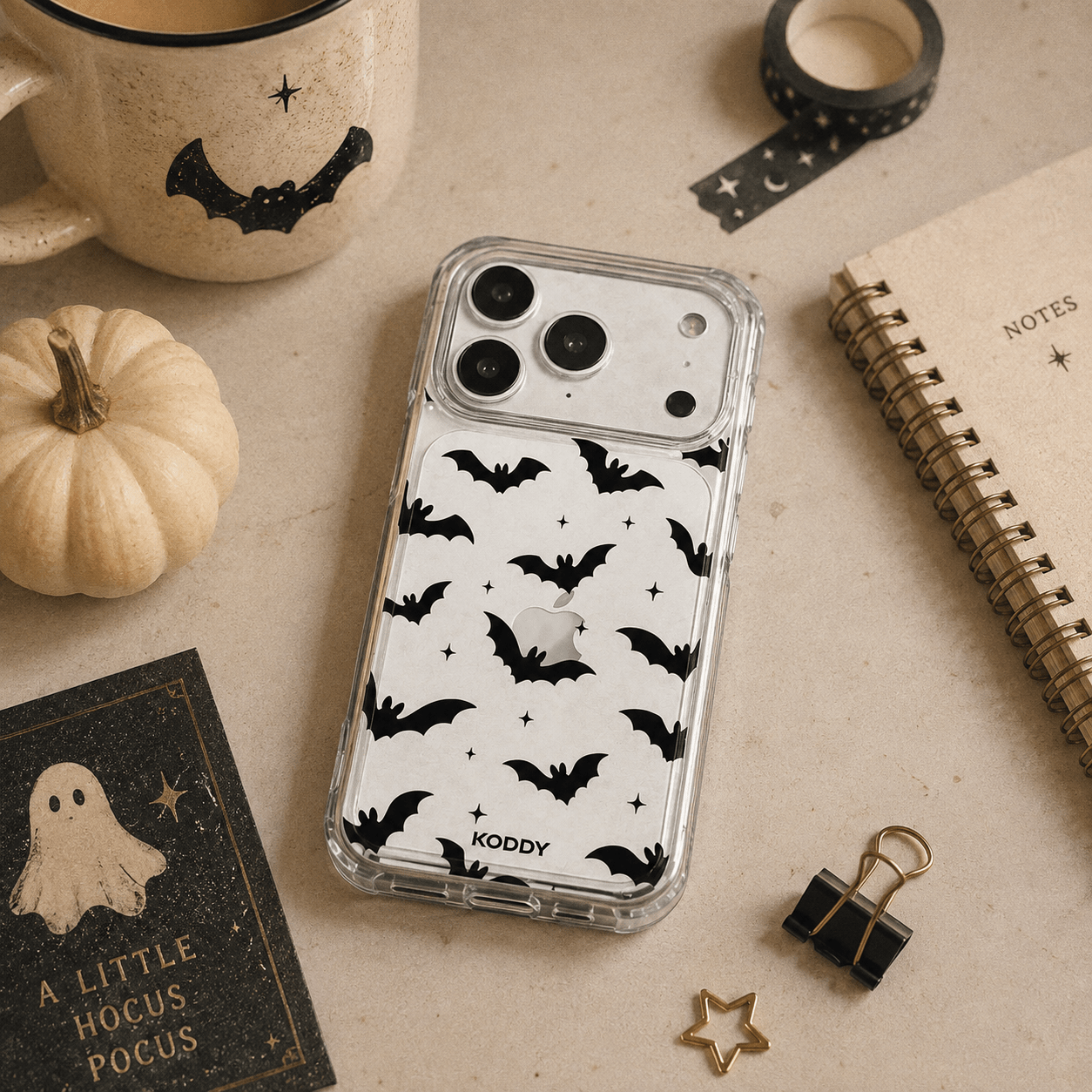 Black Bat Halloween Clear Phone Case-KODDY aesthetic iphone case UK