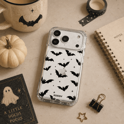 Black Bat Halloween Clear Phone Case-KODDY aesthetic iphone case UK