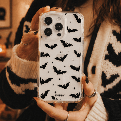 Black Bat Halloween Clear Phone Case-KODDY aesthetic iphone case UK