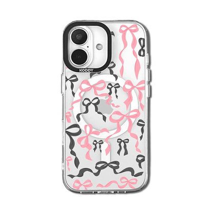 Black Pink Ribbon Bows iPhone Case