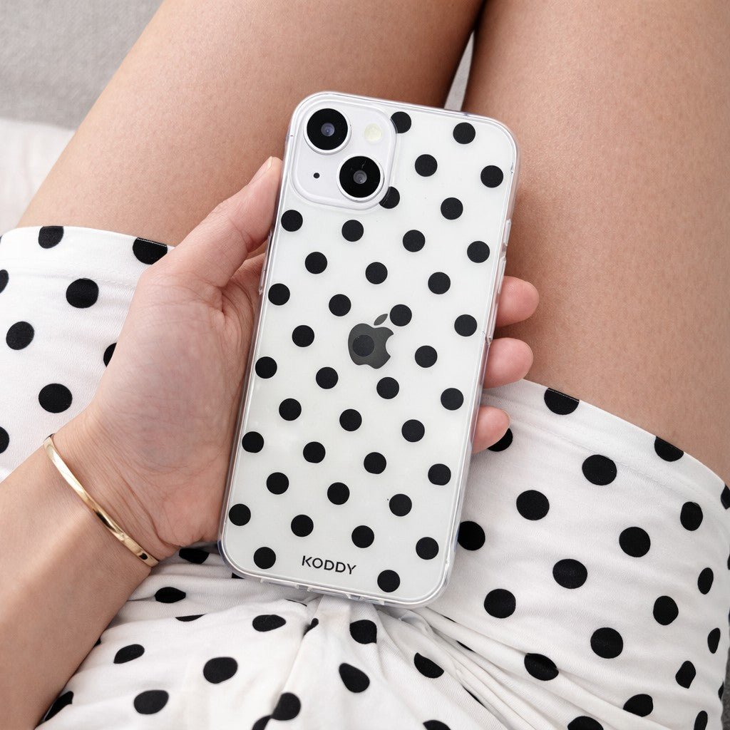 Black Polka Dot Bold Phone Case - KODDY