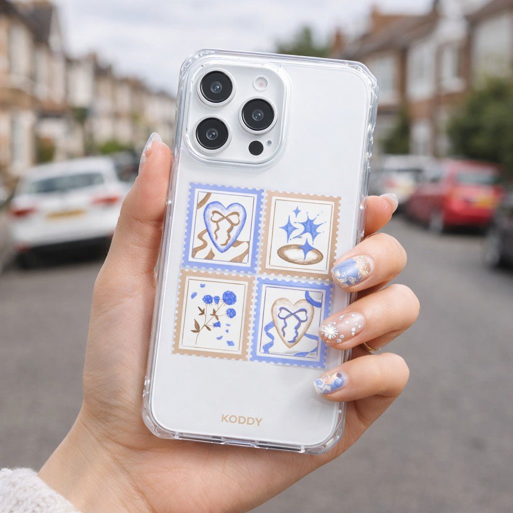 Blue Brown Stamp Phone Case - KODDY aesthetic iphone case UK